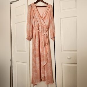 Pink floral maxi dress